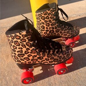Impala Leopard Print Roller Skates with Red Wheels